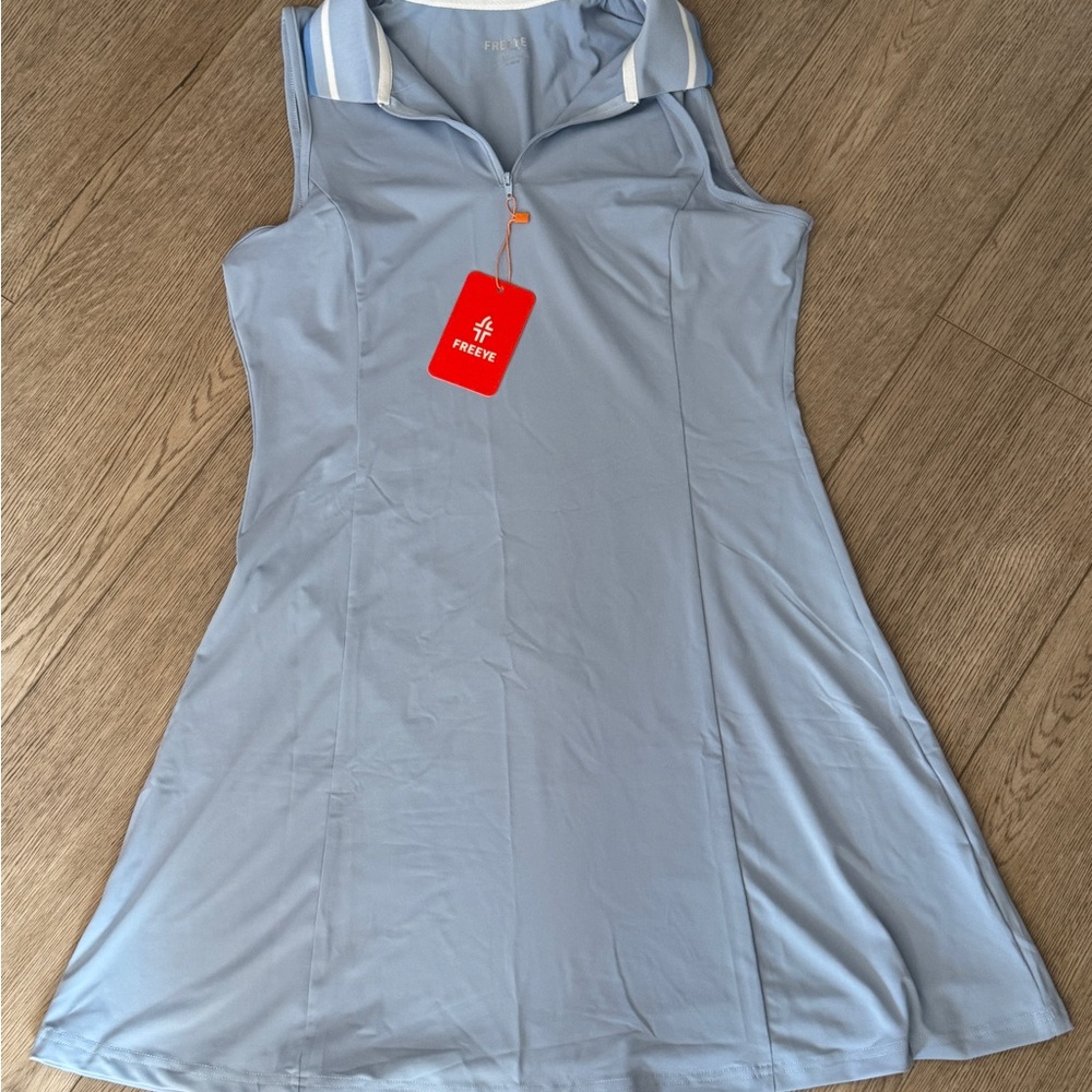 Light Blue Sleeveless Tennis Dress + Under Shorts